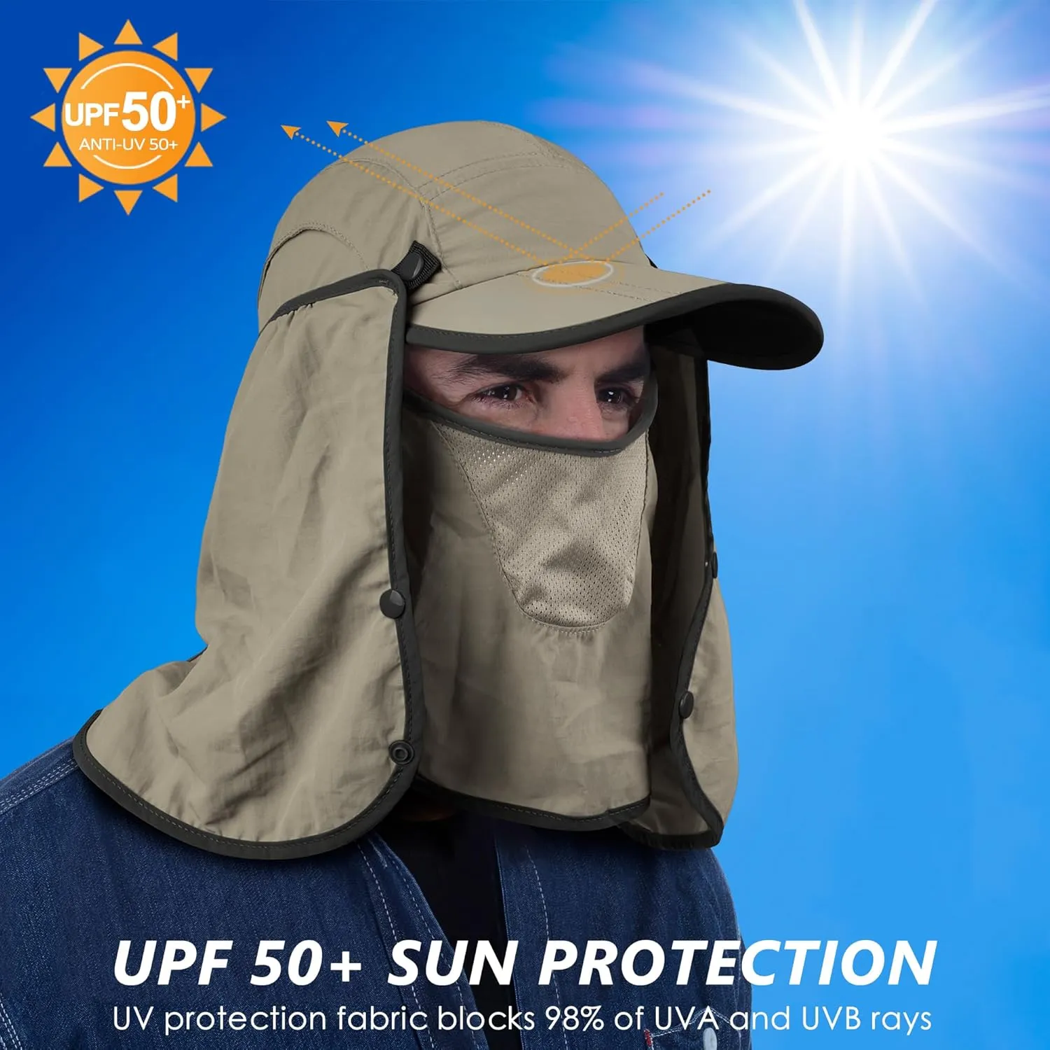 GADIEMKENSD UPF 50  Folding Fishing Hat 360 Outdoor Sun Hat