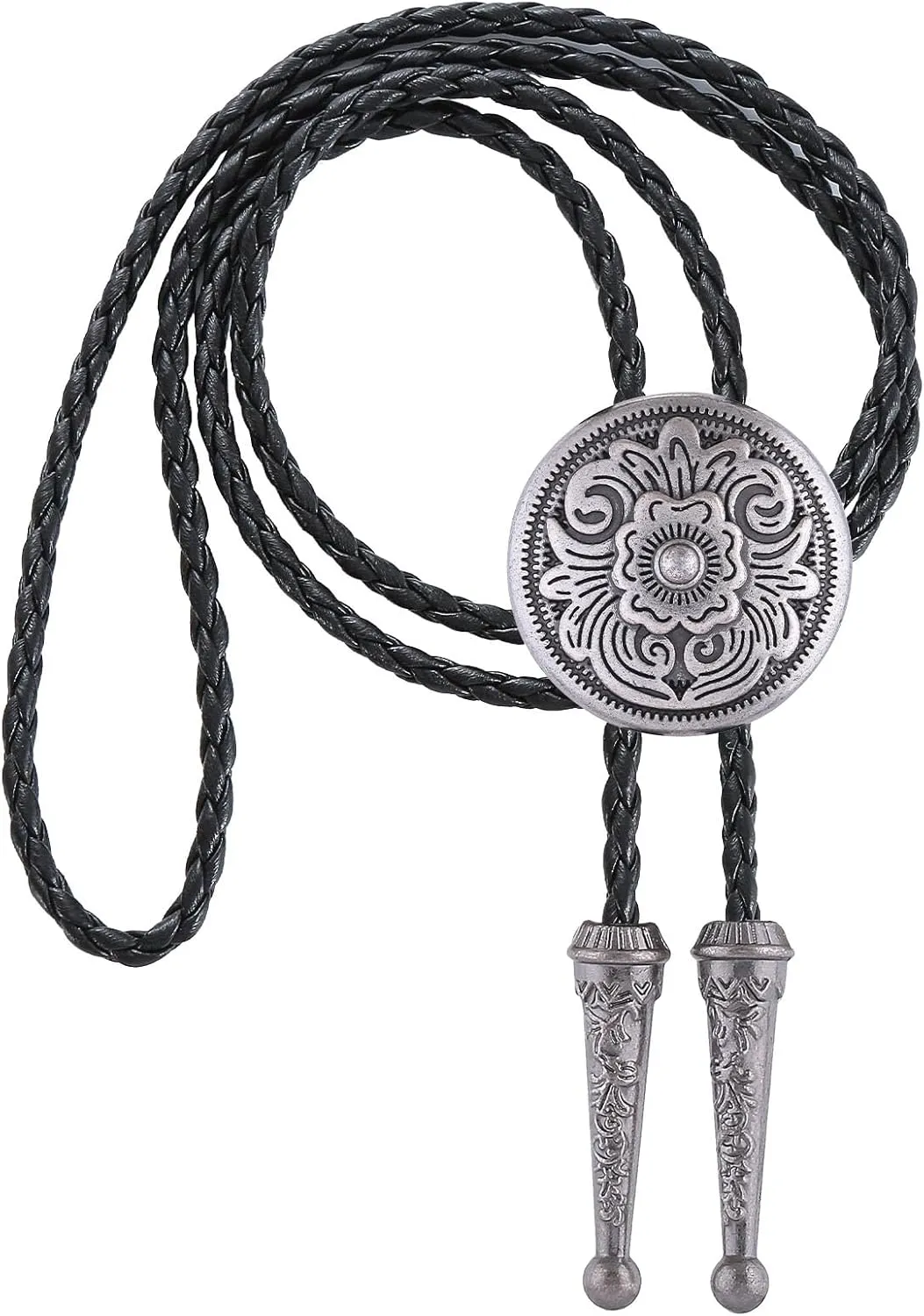 GelConnie Native American Bolo Tie Rodeo Cowboy Leather Necktie Western Necklace Costume Accessories for Men,Women