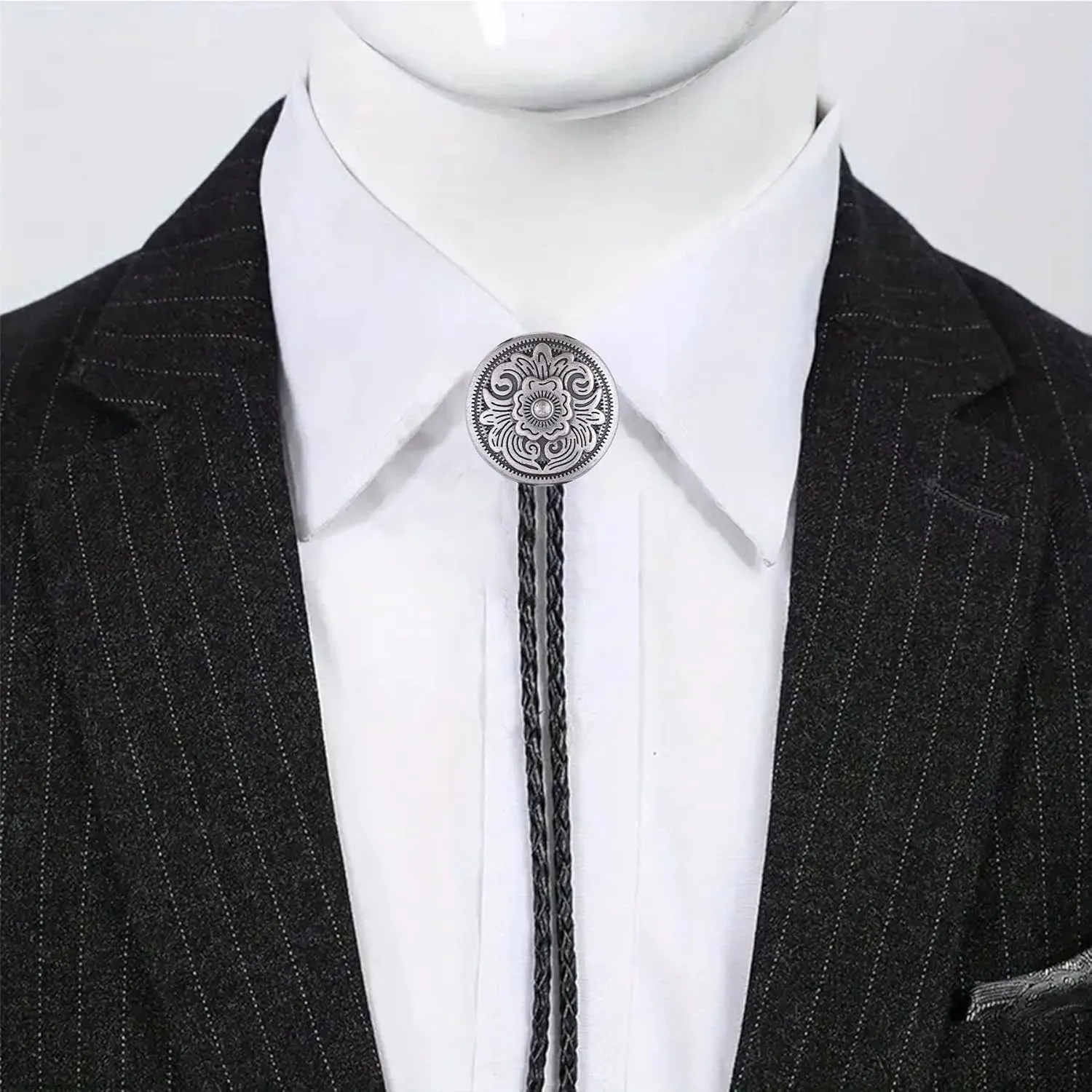 GelConnie Native American Bolo Tie Rodeo Cowboy Leather Necktie Western Necklace Costume Accessories for Men,Women