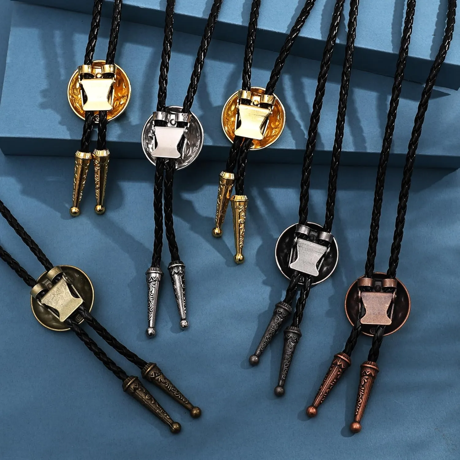 GelConnie Native American Bolo Tie Rodeo Cowboy Leather Necktie Western Necklace Costume Accessories for Men,Women