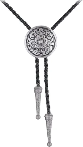 GelConnie Native American Bolo Tie Rodeo Cowboy Leather Necktie Western Necklace Costume Accessories for Men,Women