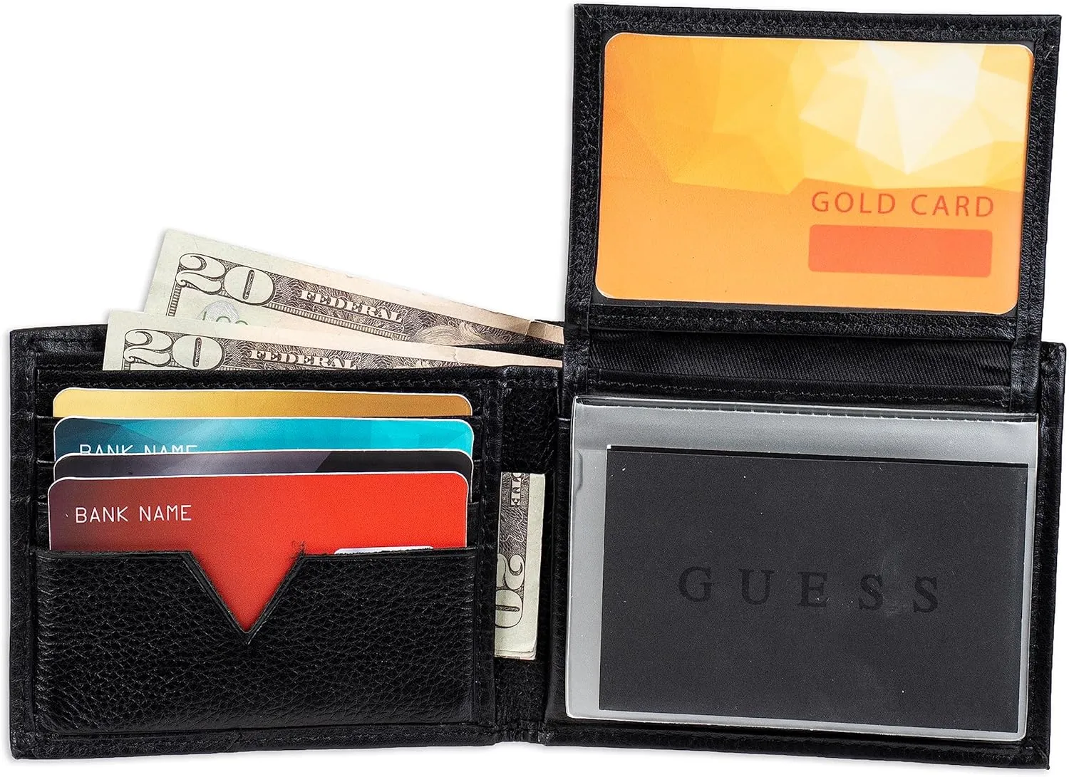GUESS Men's Classic Bifold Wallet with Card Slots, Bill Compartment and Id Window