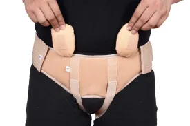 Hernia Belt for Men, Hernia Support Truss, Adjustable Waist Strap, 2 SOFT Removable Compression Pads, Breathable Material, Hernia Soft Pad Beige (Small(28"-32"))