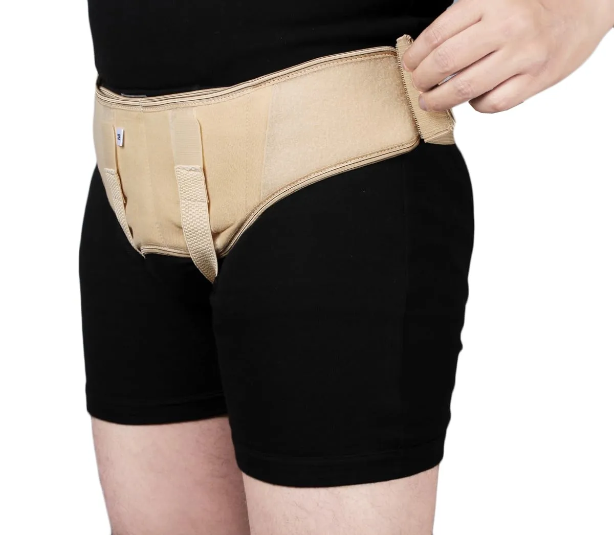 Hernia Belt for Men, Hernia Support Truss, Adjustable Waist Strap, 2 SOFT Removable Compression Pads, Breathable Material, Hernia Soft Pad Beige (Small(28"-32"))