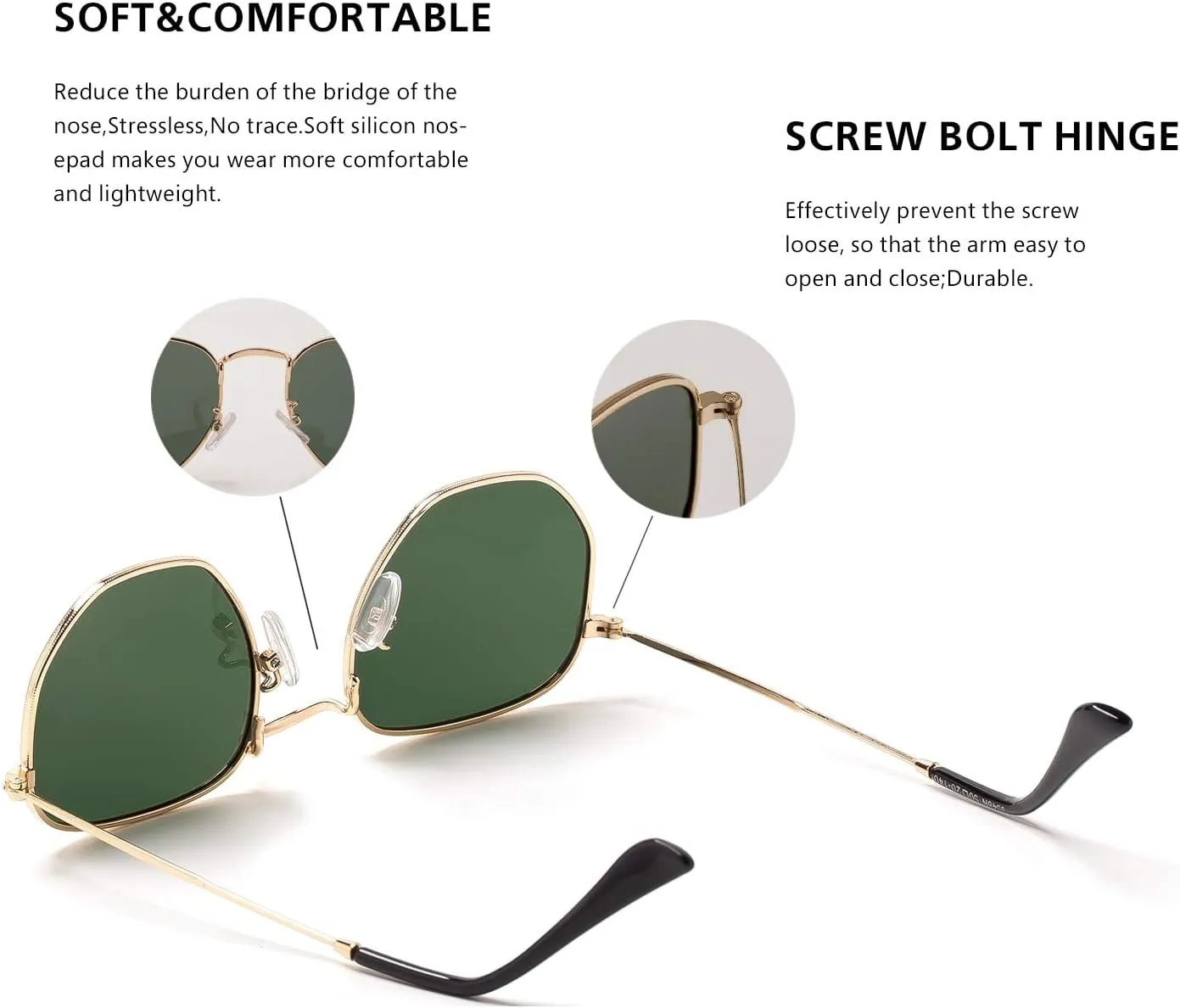 Hipster Hexagonal Polarized Sunglasses Men Women Geometric Square Small Vintage Metal Frame Retro Shade Glasses