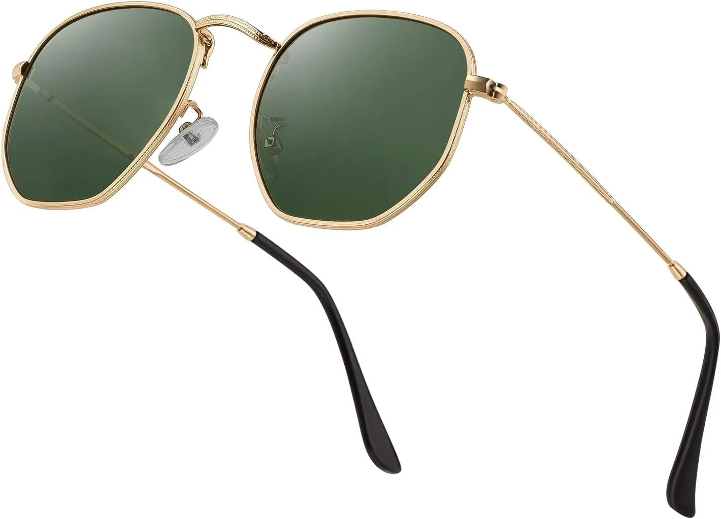 Hipster Hexagonal Polarized Sunglasses Men Women Geometric Square Small Vintage Metal Frame Retro Shade Glasses