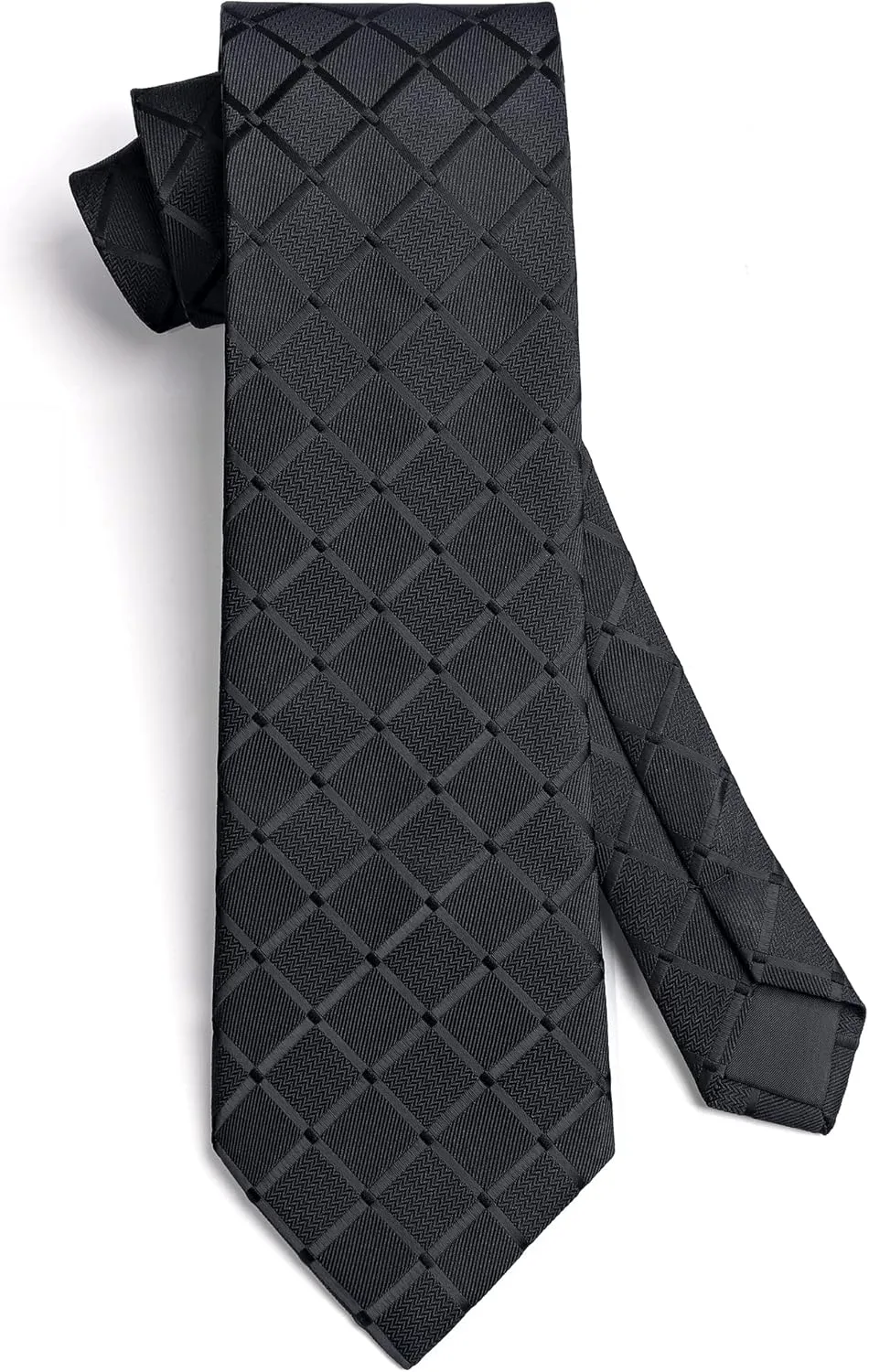 HISDERN Plaid Checkered Tie Handkerchief Woven Classic Formal Men's Necktie & Pocket Square Set