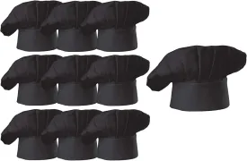 Hyzrz Chef Hat Set of 10 PCS Pack Adult Adjustable Elastic Baker Kitchen Cooking Chef Cap, Black