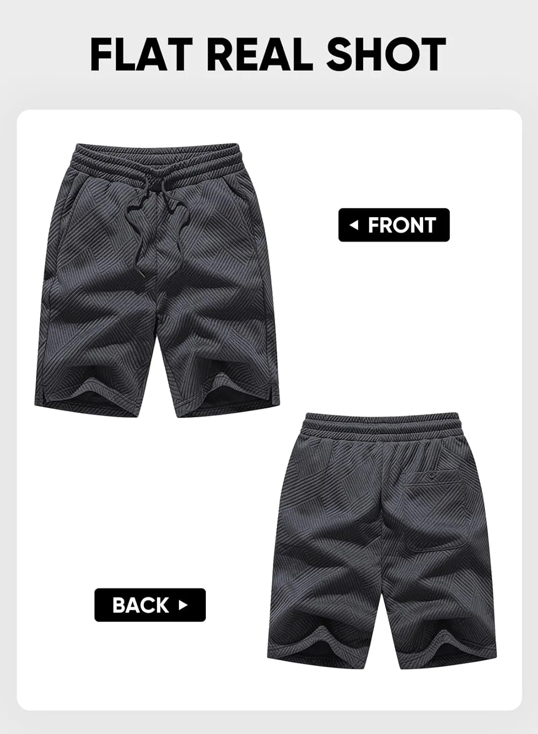 JMIERR Mens Casual 7" Shorts Summer Drawstring Elastic Waist Beach Sweat Shorts Texture with Pockets