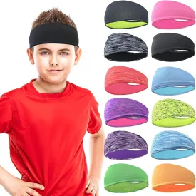 JOYOYO Kids Headbands Breathable Athletic Sweatbands Sports Headband for Girls and Boys Moisture Wicking Elastic Hairband for Toddler Children and Teenagers