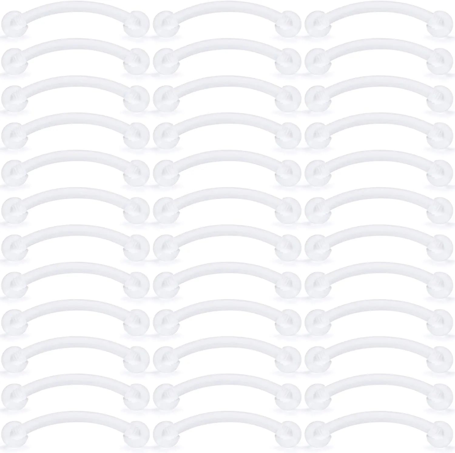 Kridzisw 16G Clear Plastic Curved Barbells Eyebrow Ring Snake Eyes Tongue Rings Acrylic Bioflex Cartilage Helix Tragus Earrings Nipple Belly Lip Ring Piercing Retainer Length 6mm 8mm 10mm 12mm 36pcs