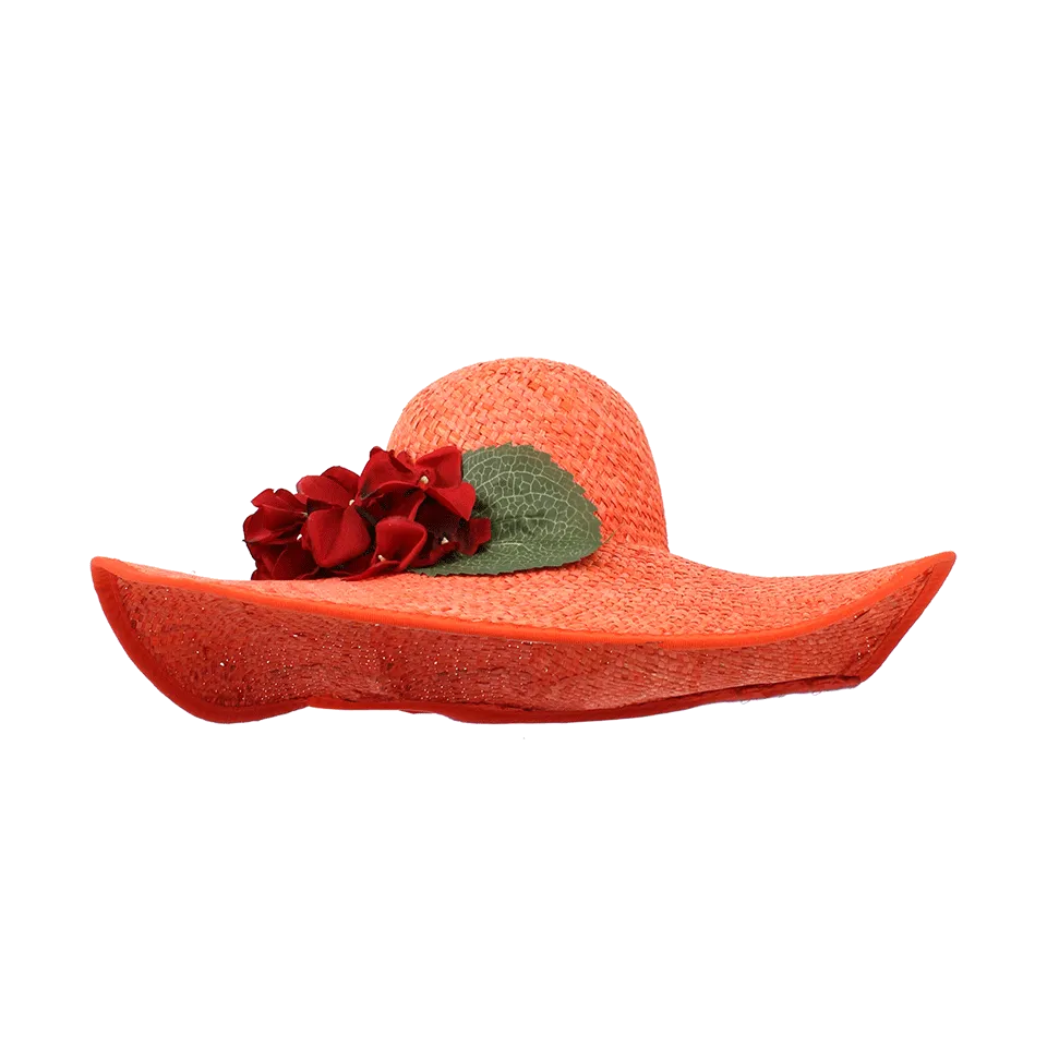 Large Straw Hat With Roses