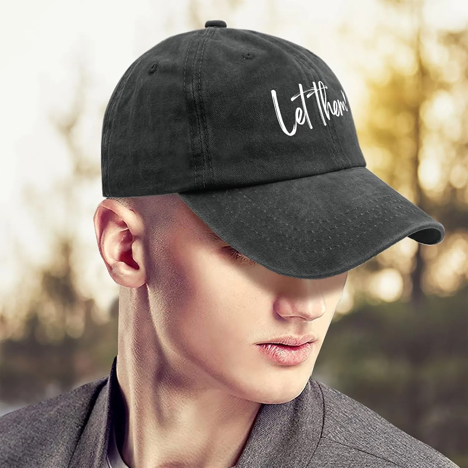 Let Them Funny hat for Men Funny Vintage Cotton Washed Baseball Caps Adjustable Dad Hat Crazy