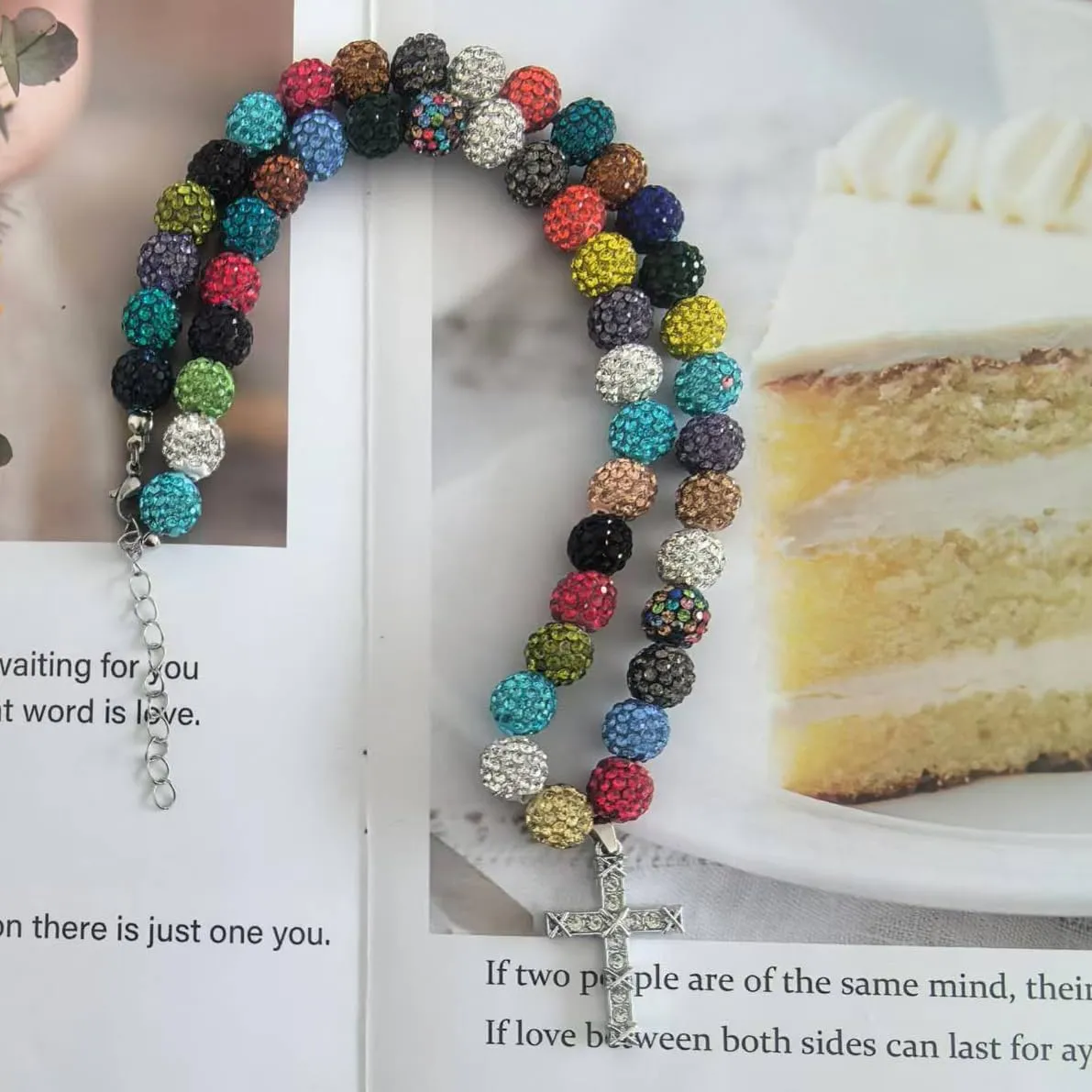 LIYAPEI Bling Ice Collection Baseball Necklace for Boys, crucifix cross pendant necklace colorful Rhinestone Beads Beaded Necklace for Men Women Baseball Team Lovers