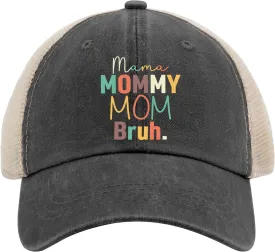 Mama Mommy Mom Bruh Mothers Day Baseball Cap Women's hat AllBlack dad hat Gifts for Men Outdoor Hat