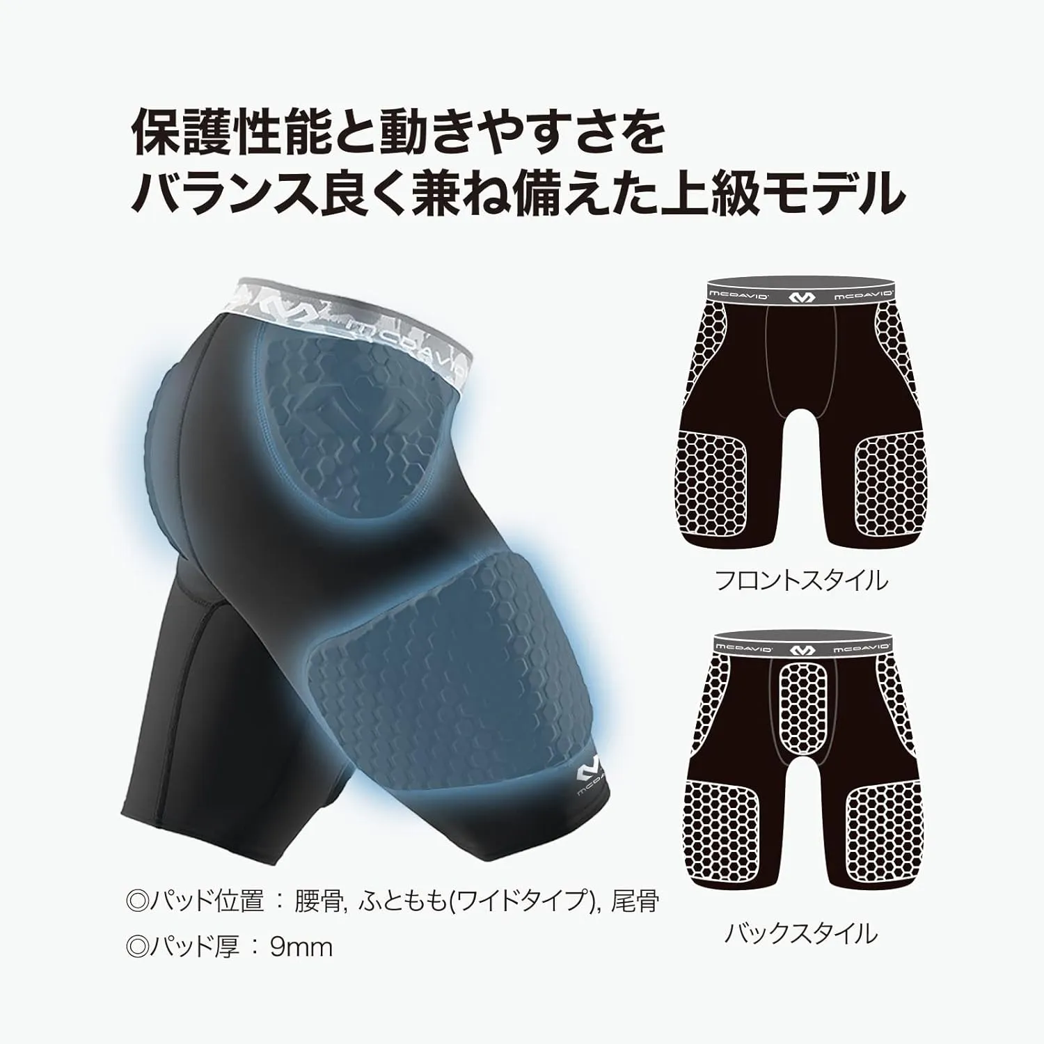 McDavid Compression Football Padded Shorts w/ HEX Pads, Men's Compression Shorts, Hip, Tailbone, Thigh Padding Girdle, Football, Lacrosse, Hockey, Basketball