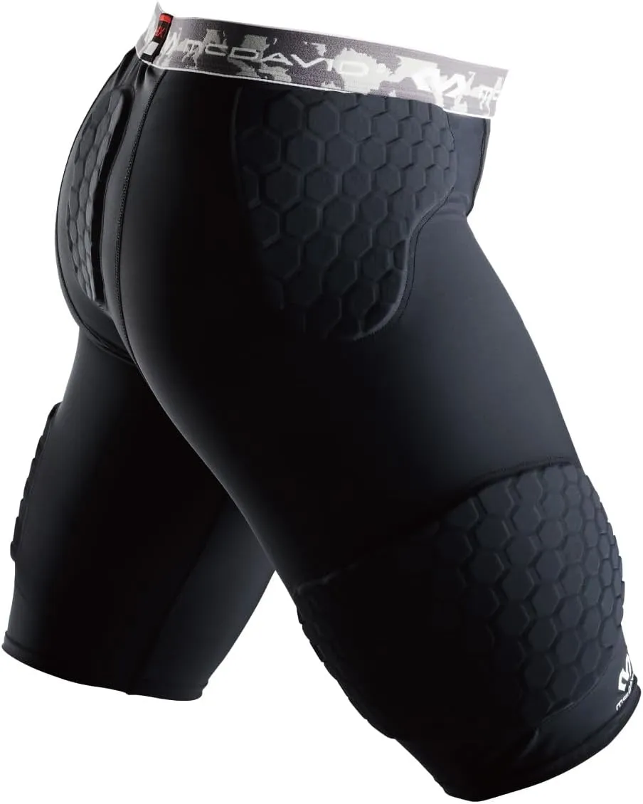 McDavid Compression Football Padded Shorts w/ HEX Pads, Men's Compression Shorts, Hip, Tailbone, Thigh Padding Girdle, Football, Lacrosse, Hockey, Basketball