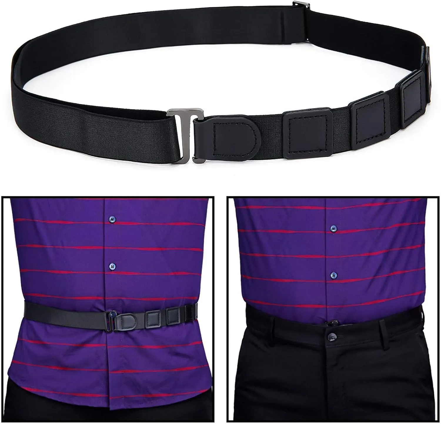 Men Shirt Stays Shirt Lock Belt Adjustable Elastic Shirt Holder Keeps Shirt Tucked in for Police Military