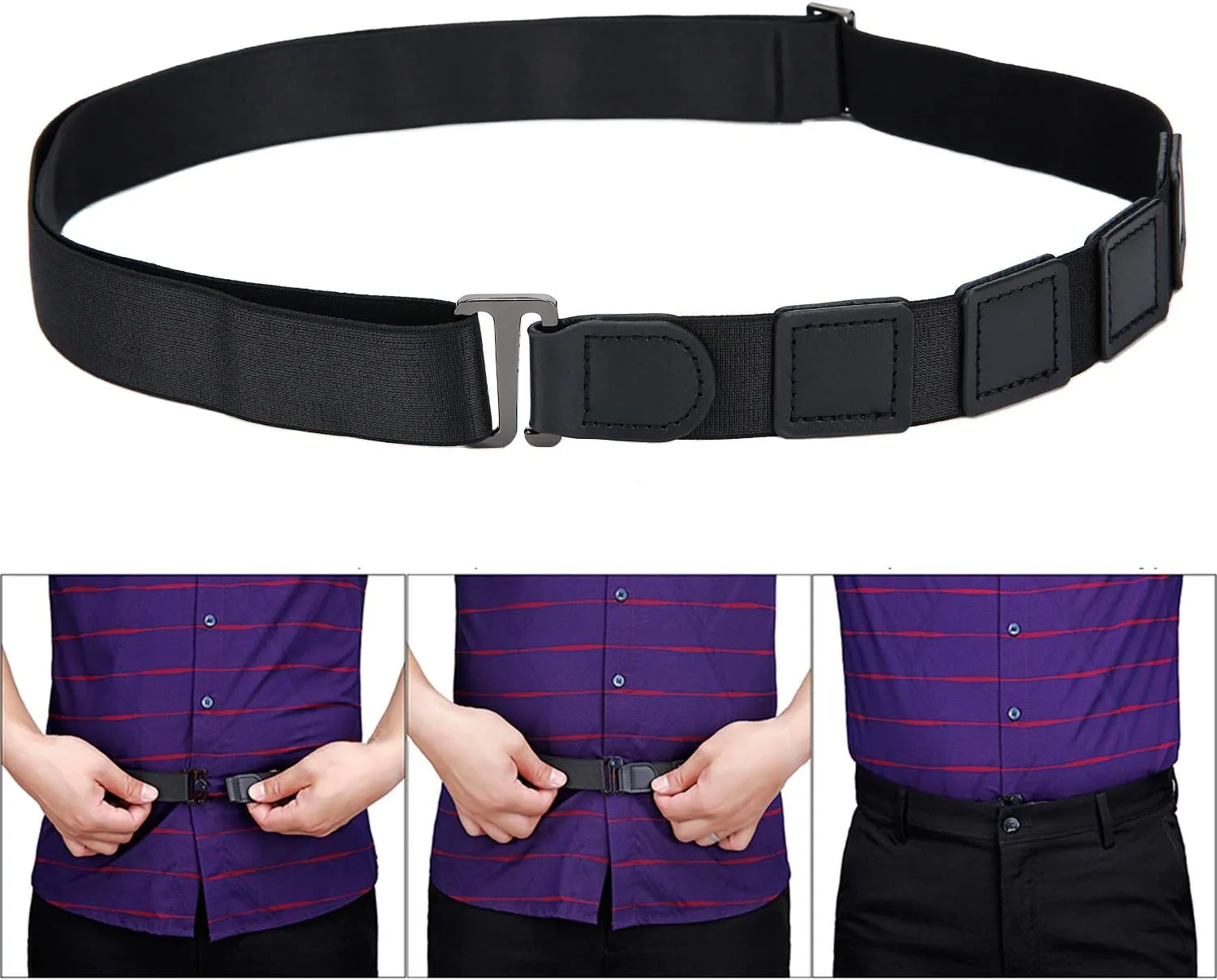 Men Shirt Stays Shirt Lock Belt Adjustable Elastic Shirt Holder Keeps Shirt Tucked in for Police Military