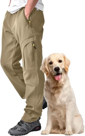 Mens Hiking Waterproof Pants Snow Ski Insulated Fleece Lined Winter Fishing Walking Outdoor Pants