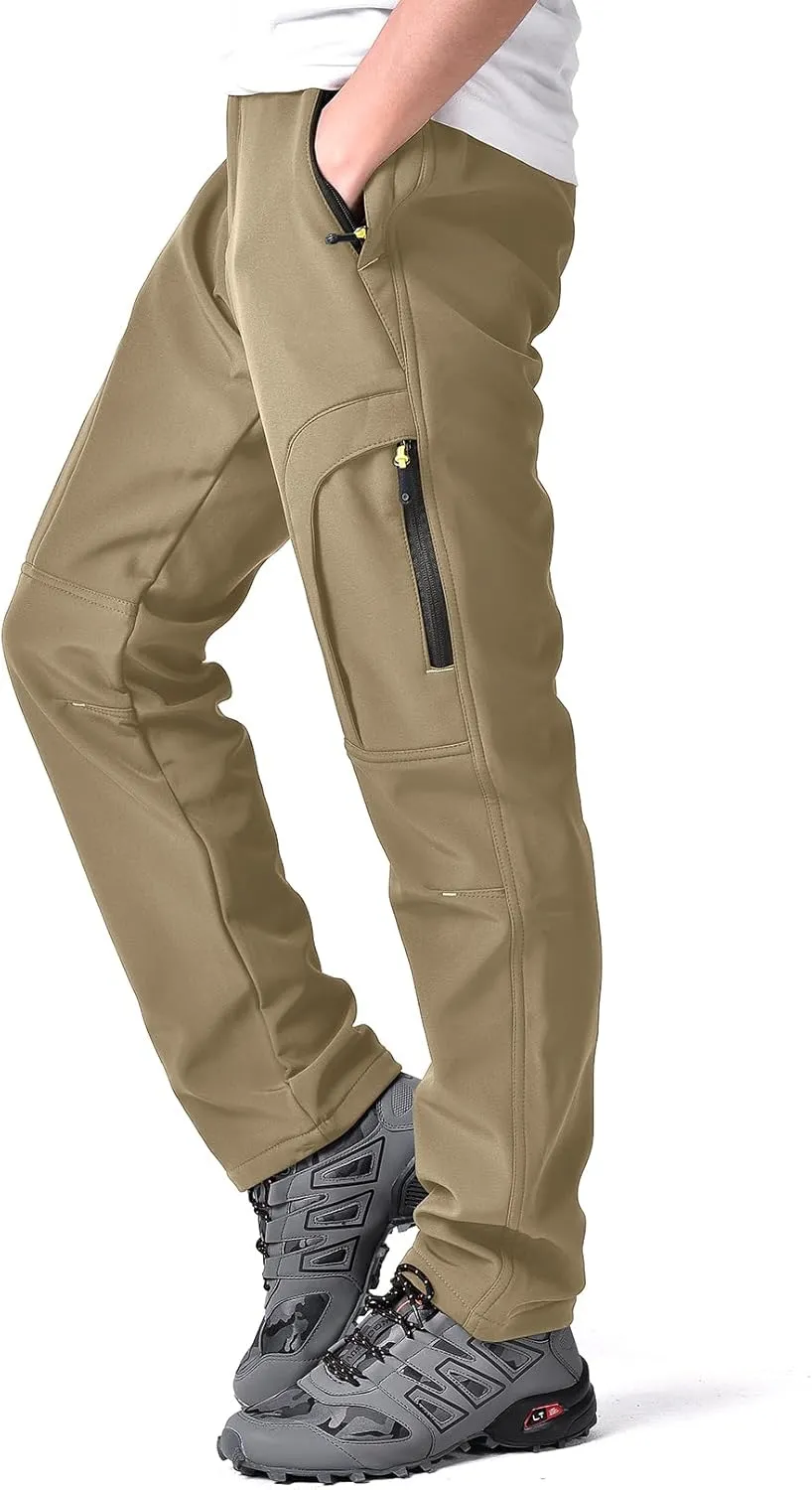 Mens Hiking Waterproof Pants Snow Ski Insulated Fleece Lined Winter Fishing Walking Outdoor Pants