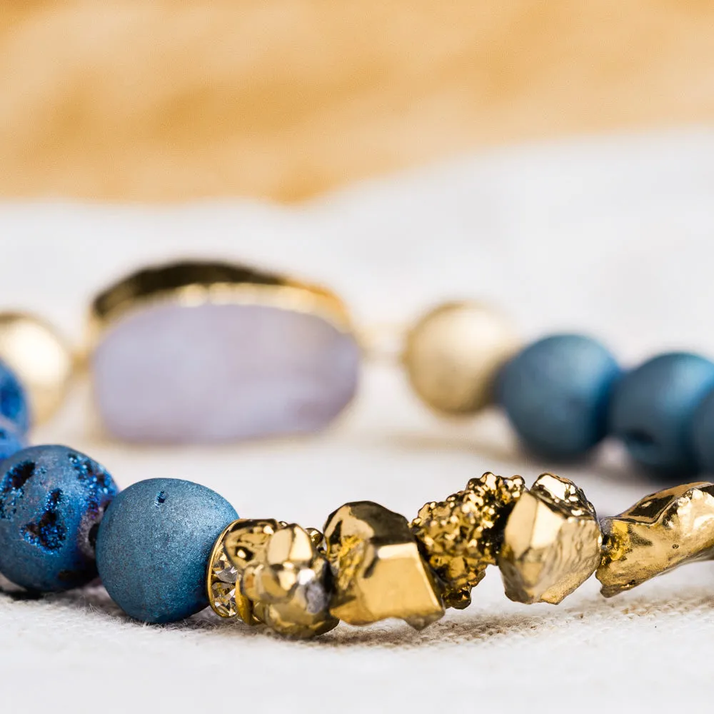 Nomad Teal Raw Gold Bracelet