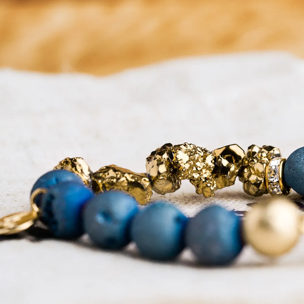 Nomad Teal Raw Gold Bracelet