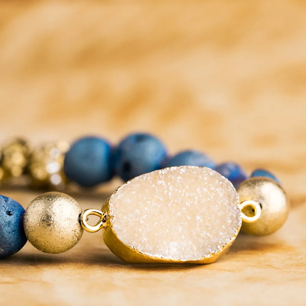 Nomad Teal Raw Gold Bracelet