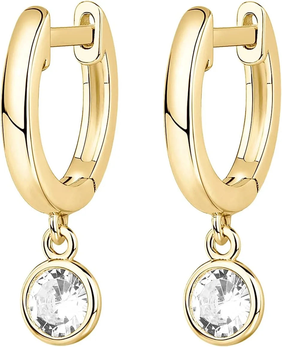 PAVOI 14K Gold Plated S925 Sterling Silver Post Lightweight Drop/Dangle Huggie Earrings for Women | Religious Ornament: Cross, Evil Eye, Clover, Celtic | Dainty Earrings for Women
