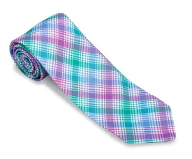 Purple/Aqua/Blue Brandywine Plaid Necktie - F5268