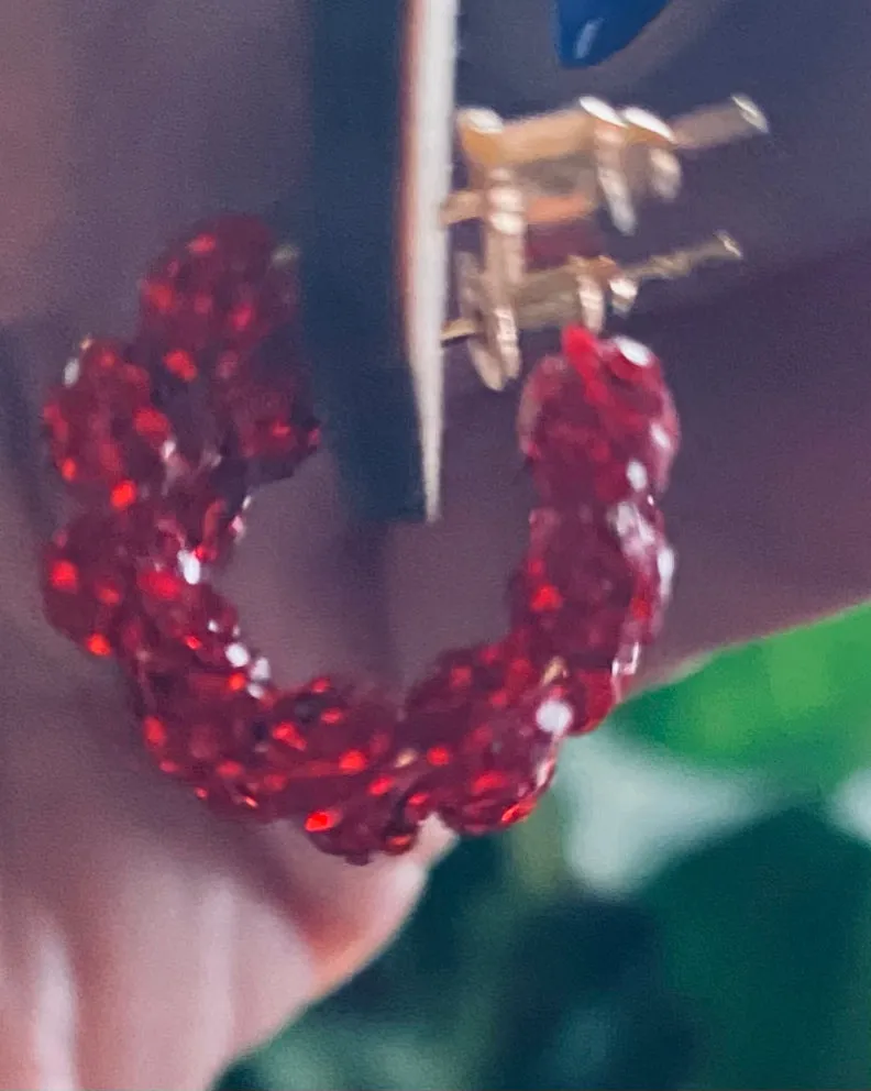 Red Beaded Pink Panache Tiny Hoops