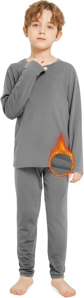 Resinta Kids Boys Thermal Underwear Set - Fleece Lined Base Layers Top & Bottom Toddler Long Johns for Cold Winter