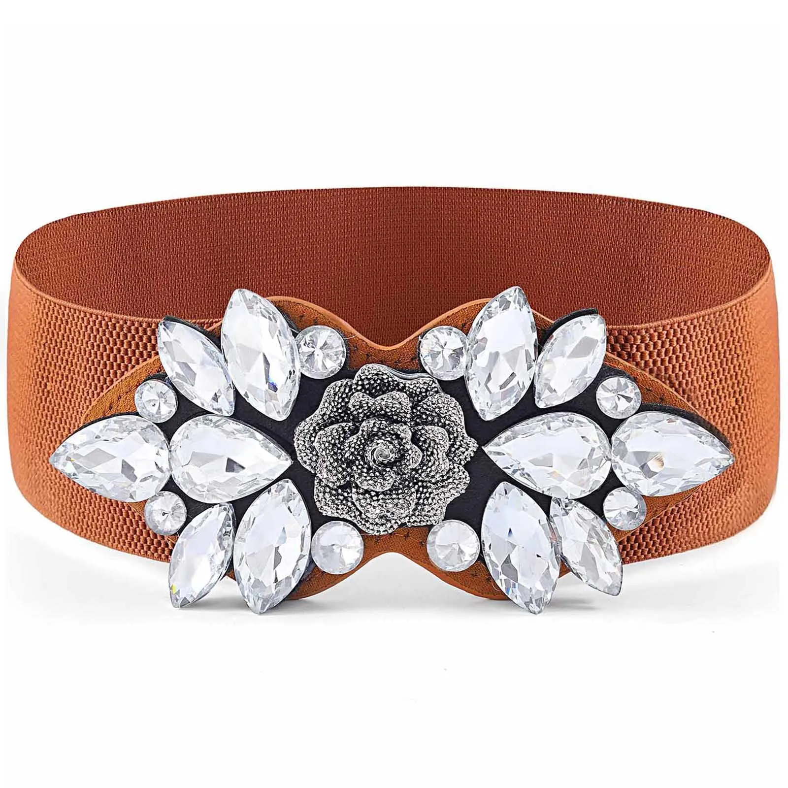Rhinestone Embellished Stretch Belt