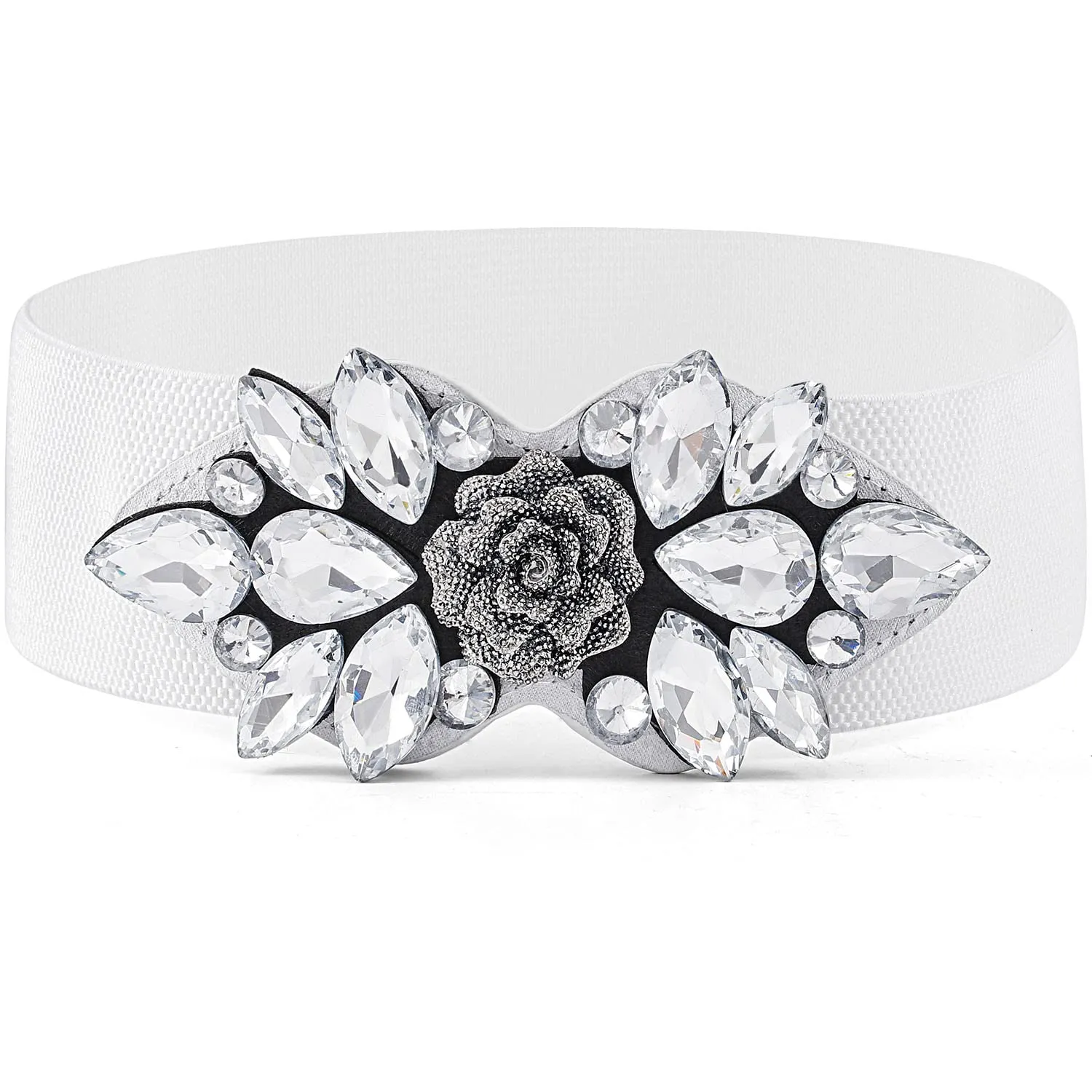 Rhinestone Embellished Stretch Belt