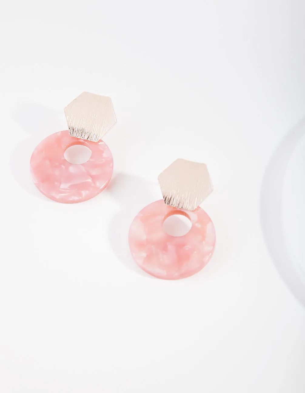 Rose Gold Hexagon Acrylic Drop Earrings