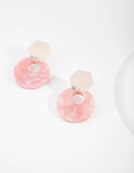 Rose Gold Hexagon Acrylic Drop Earrings