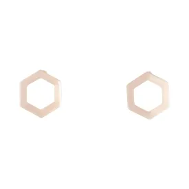 Rose Gold Open Hexagon Stud Earrings
