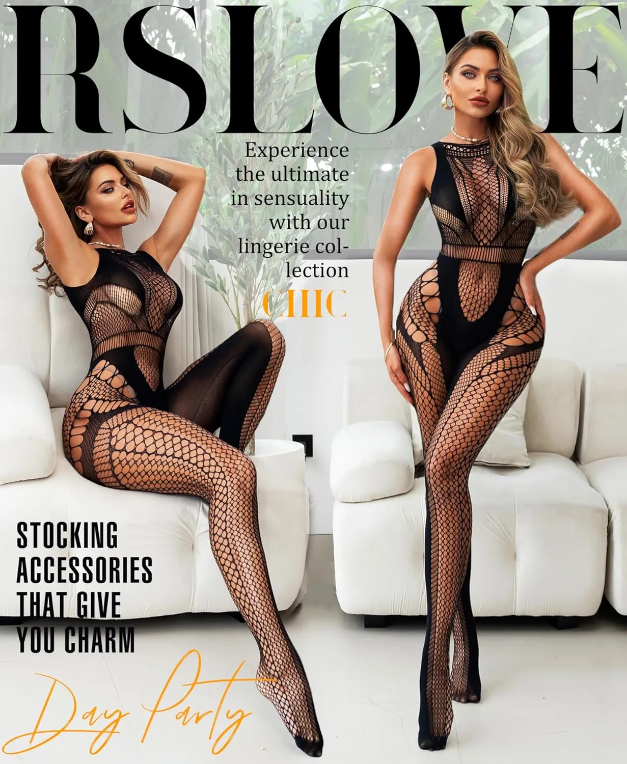 RSLOVE Sexy Lingerie Exotic Bodystocking - Fishnet Cut Out Lingerie Mesh Bodysuit One Piece Babydoll Rave Outfits