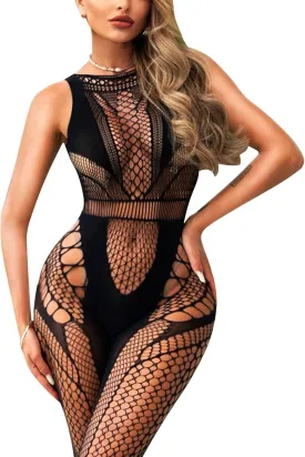 RSLOVE Sexy Lingerie Exotic Bodystocking - Fishnet Cut Out Lingerie Mesh Bodysuit One Piece Babydoll Rave Outfits