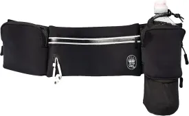 Running Belt with Water Bottle Holder - Waist Bag With Extender for Jogging, Hiking, Cycling, Walking - Dog Walker Hydration Fanny Pack - Sport Pouch iPhone Carrier for Women and Men - Black