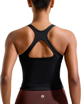RUNNING GIRL Sports Bras for Women, Longline Racerback Crop Tank Top Compression Yoga Workout Tops with Removable Pads