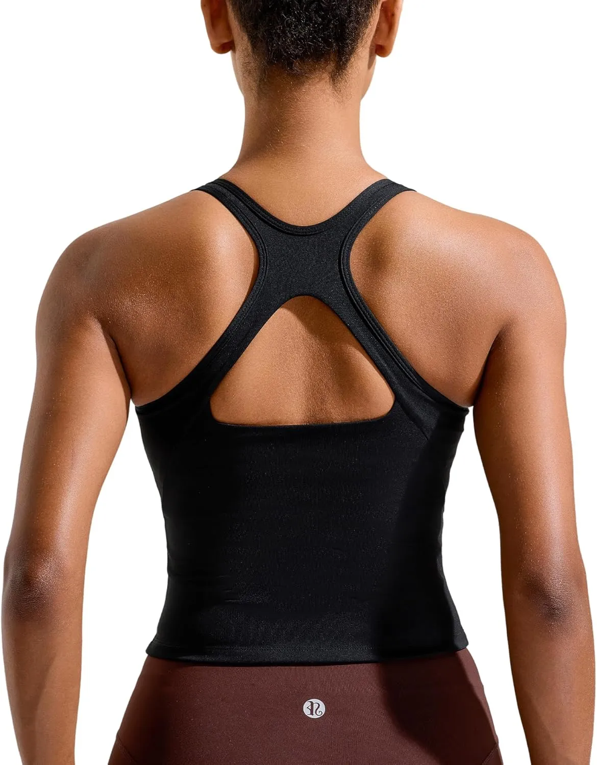 RUNNING GIRL Sports Bras for Women, Longline Racerback Crop Tank Top Compression Yoga Workout Tops with Removable Pads