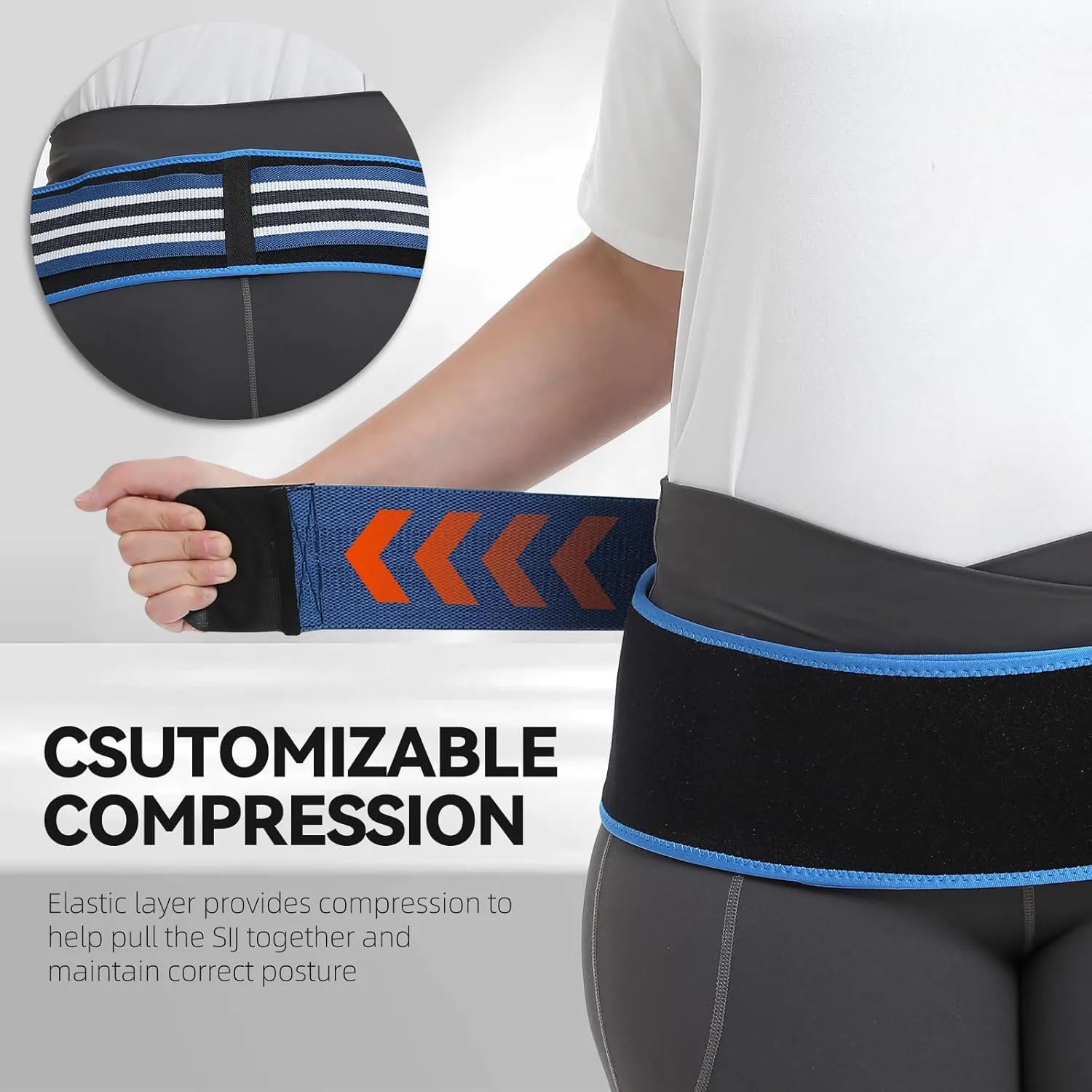 Sacroiliac SI Joint Hip Belt for Women Men-Alleviate Sciatica|Pelvic|Back|Lower Back Support, Pelvic Support Belt, Adjustable Lumbar Pain Relief, Trochanter Belt Blue, M(Hip Size 32"-47")