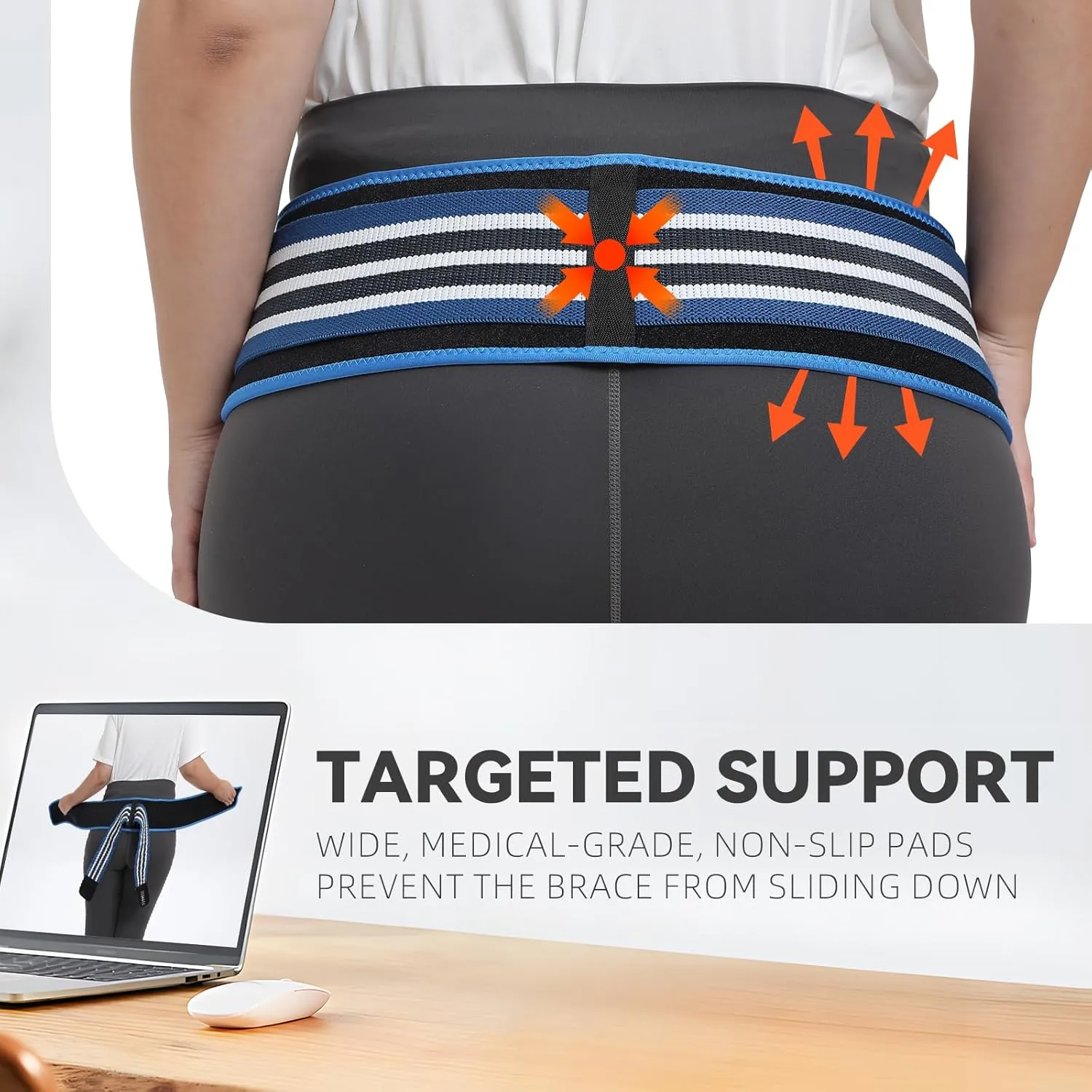 Sacroiliac SI Joint Hip Belt for Women Men-Alleviate Sciatica|Pelvic|Back|Lower Back Support, Pelvic Support Belt, Adjustable Lumbar Pain Relief, Trochanter Belt Blue, M(Hip Size 32"-47")