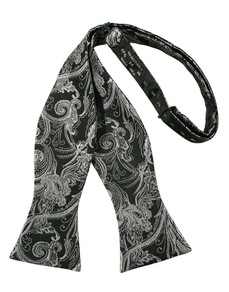Silver Paisley Silk Bow Tie