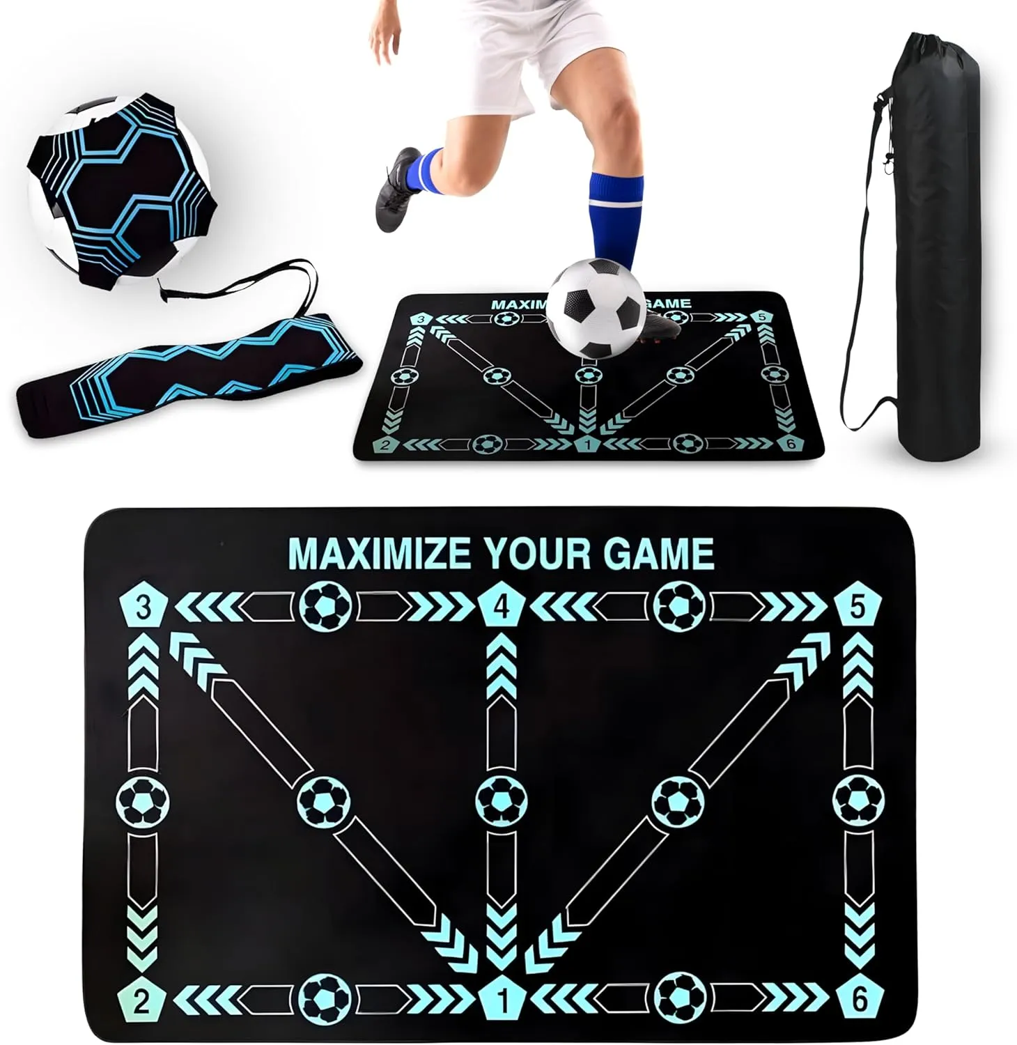 Soccer Training Equipment: Soccer Training Mat & Agility Training Equipment, Rebounder Soccer Gifts for Boys & Girls, Indoor Soccer Toys, Cool Soccer Stuff for Strength and Coordination