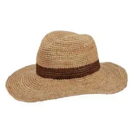 Stanton - Brooklyn Brown Crocheted Raffia Straw Safari Hat w/ Dyed Trim - BKN1526