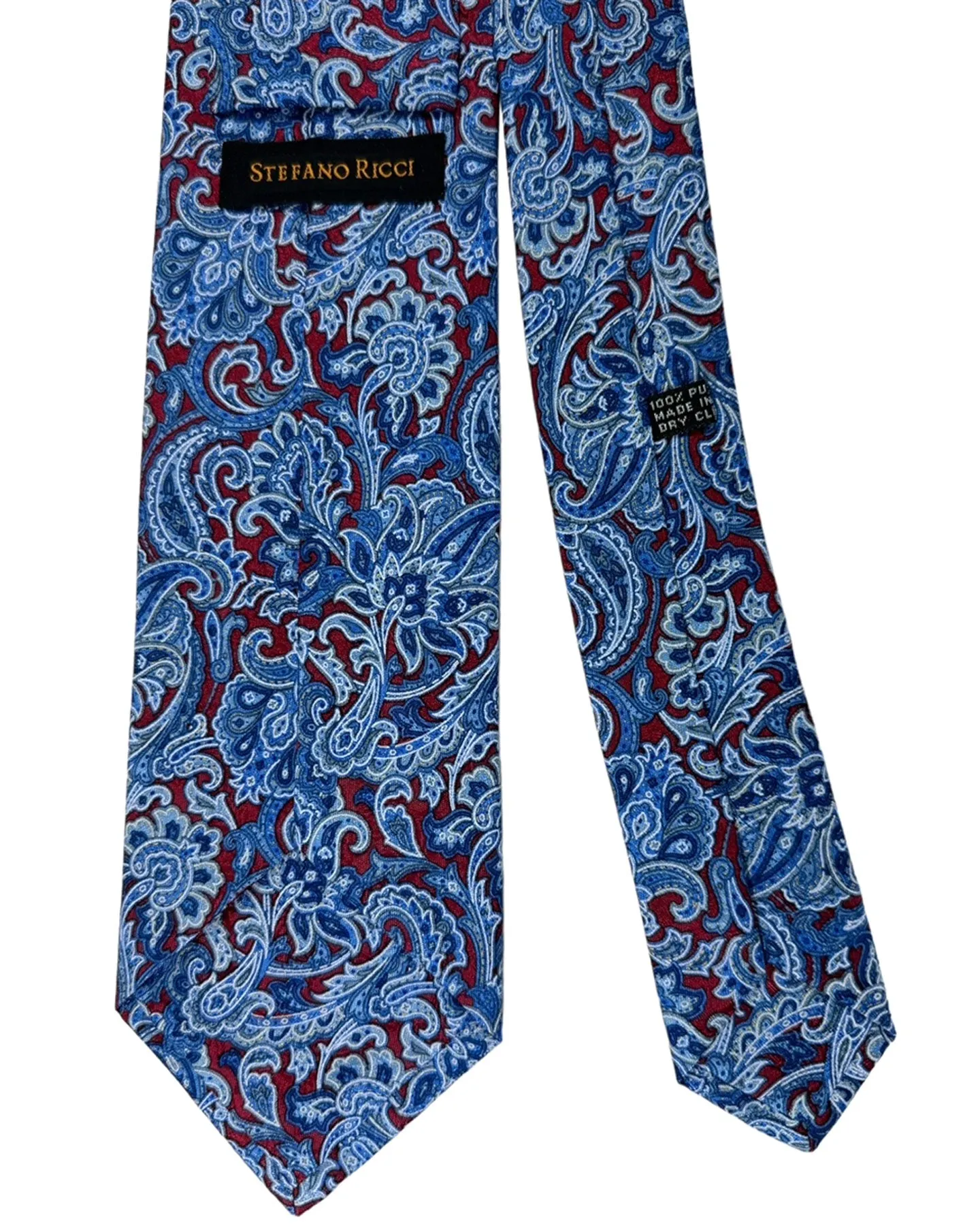 Stefano Ricci Silk Tie Bordeaux Blue Paisley Design