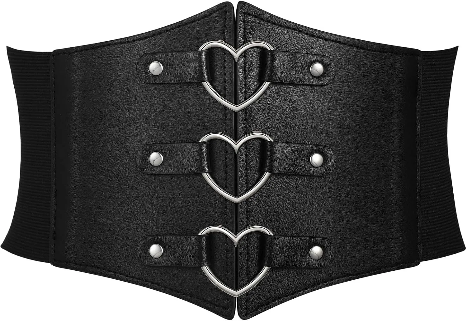 SUOSDEY Women Heart Corset Belt Goth Stylish Wide Elastic Waist Corset for Cosplay Halloween Renaissance Daily