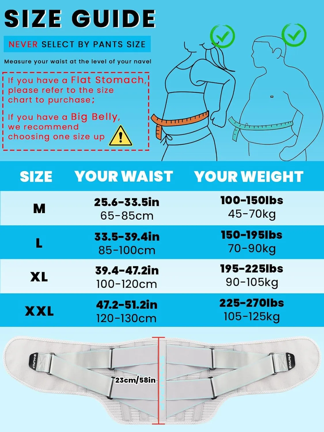 SYXUPAP Waist Back Support Belt for Men Women, Back Brace with Dual Adjustable & Breathable, Lumbar Support Belt for Lower Back Pain Relief from Sciatica, Hernated Disc, Scoliosis